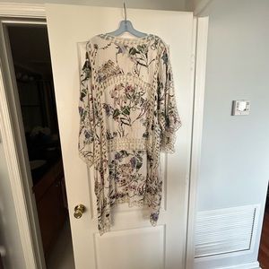 Anthropologie Lace Floral Long Kimono